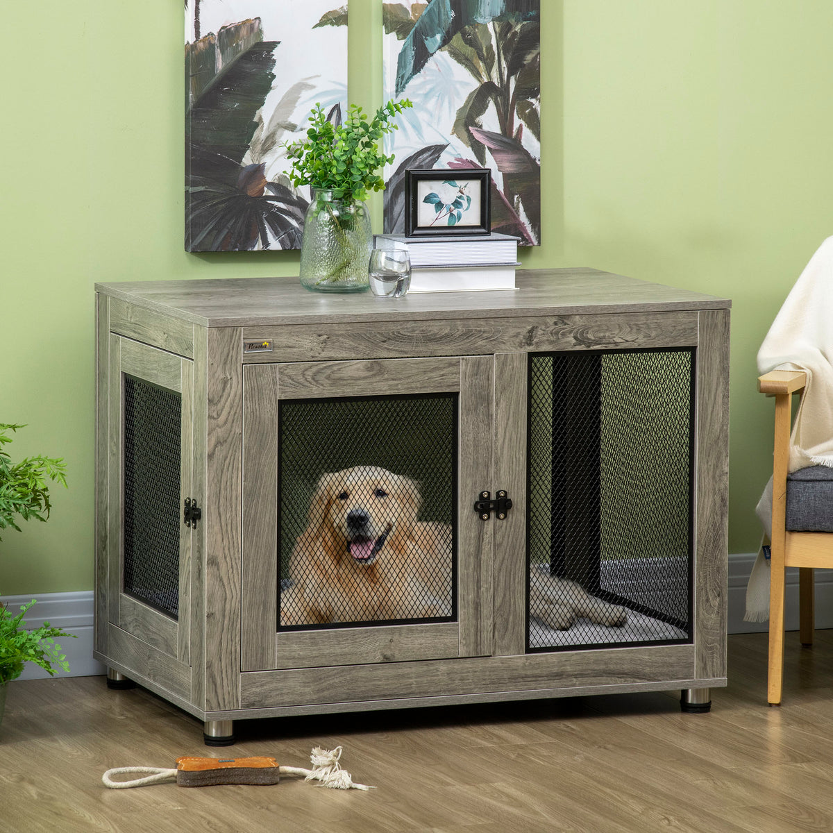 Two-door dog crate side table – image 4