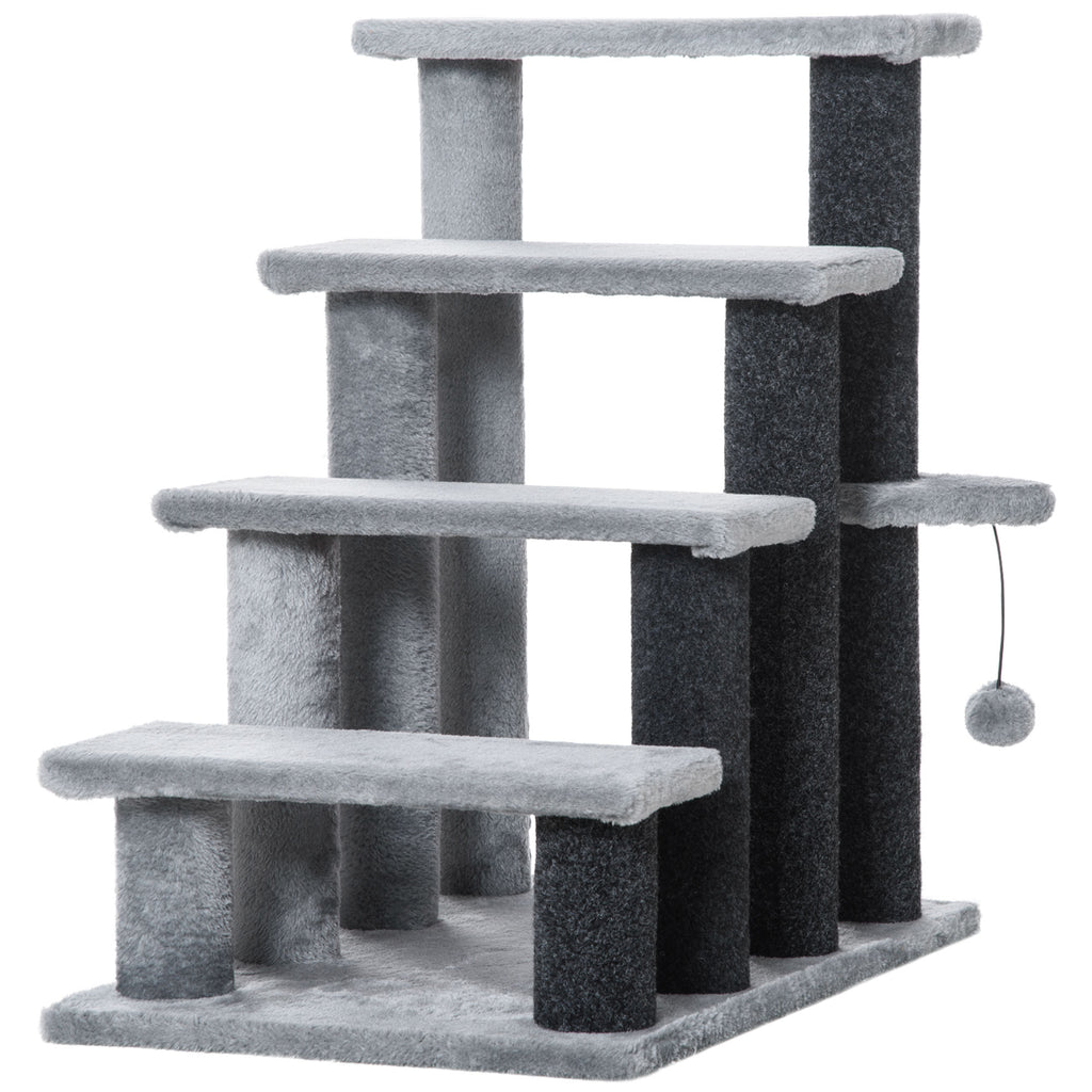 PawHut Four-Step Cat Ladder with Scratch Posts – product view 1