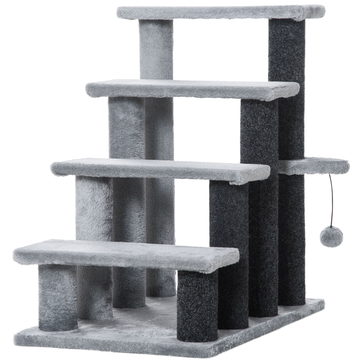 PawHut Four-Step Cat Ladder with Scratch Posts – product view 1