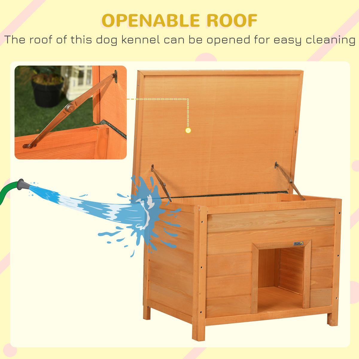 PawHut Wooden Dog Kennel with Opening Roof – 82cm – product view 5