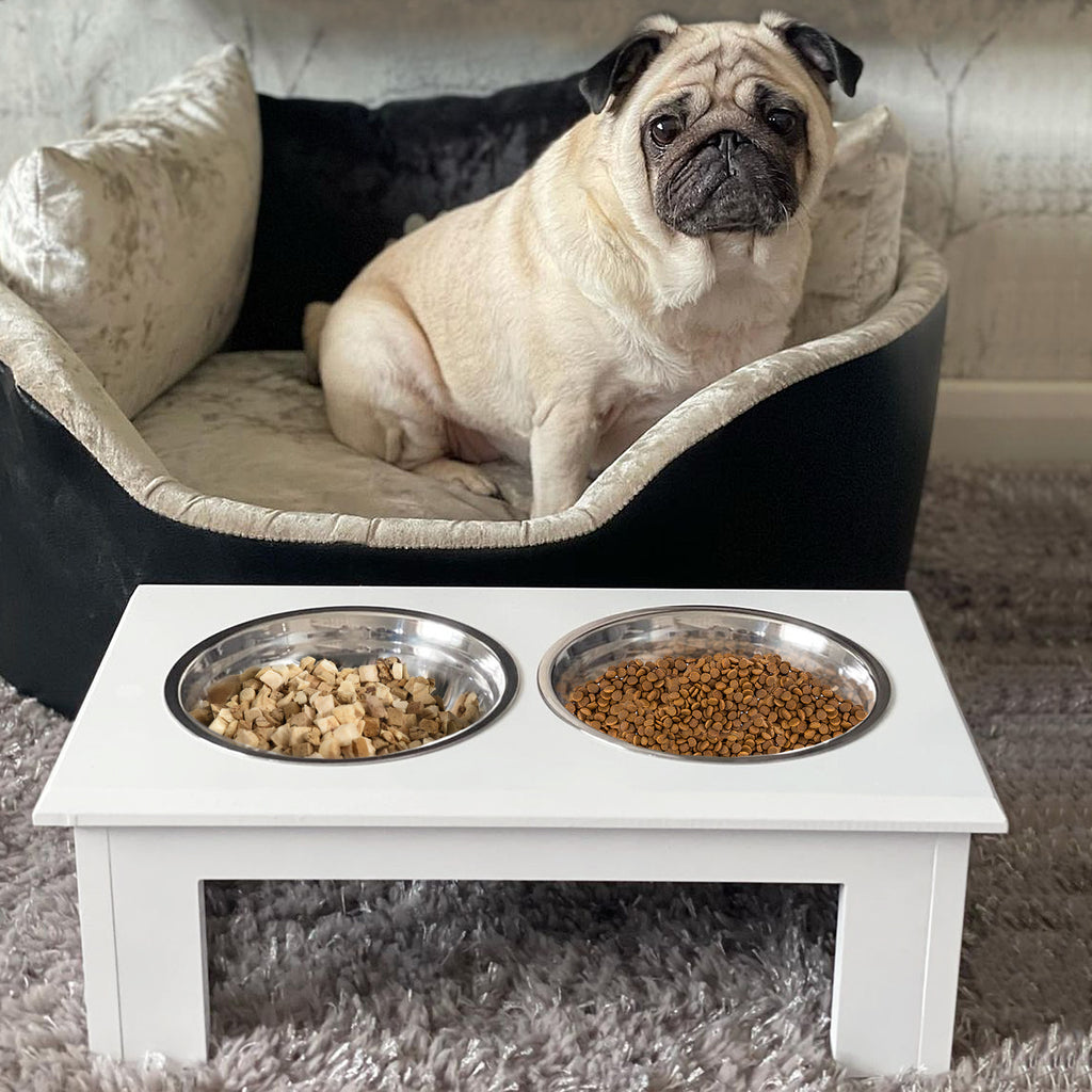 PawHut Twin Raised Pet Bowls – White, 44cm – product view 2