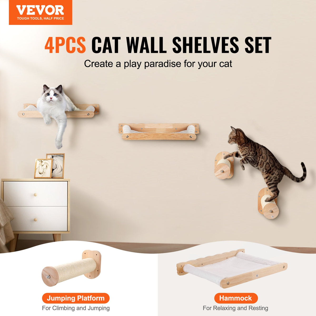 Wall-mounted cat shelves set – image 1