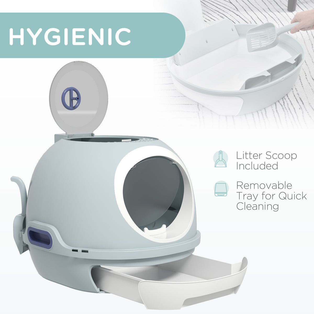 PawHut enclosed cat litter box – image 2