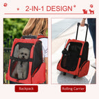 PawHut Pet Trolley Backpack Carrier – Red – product view 4