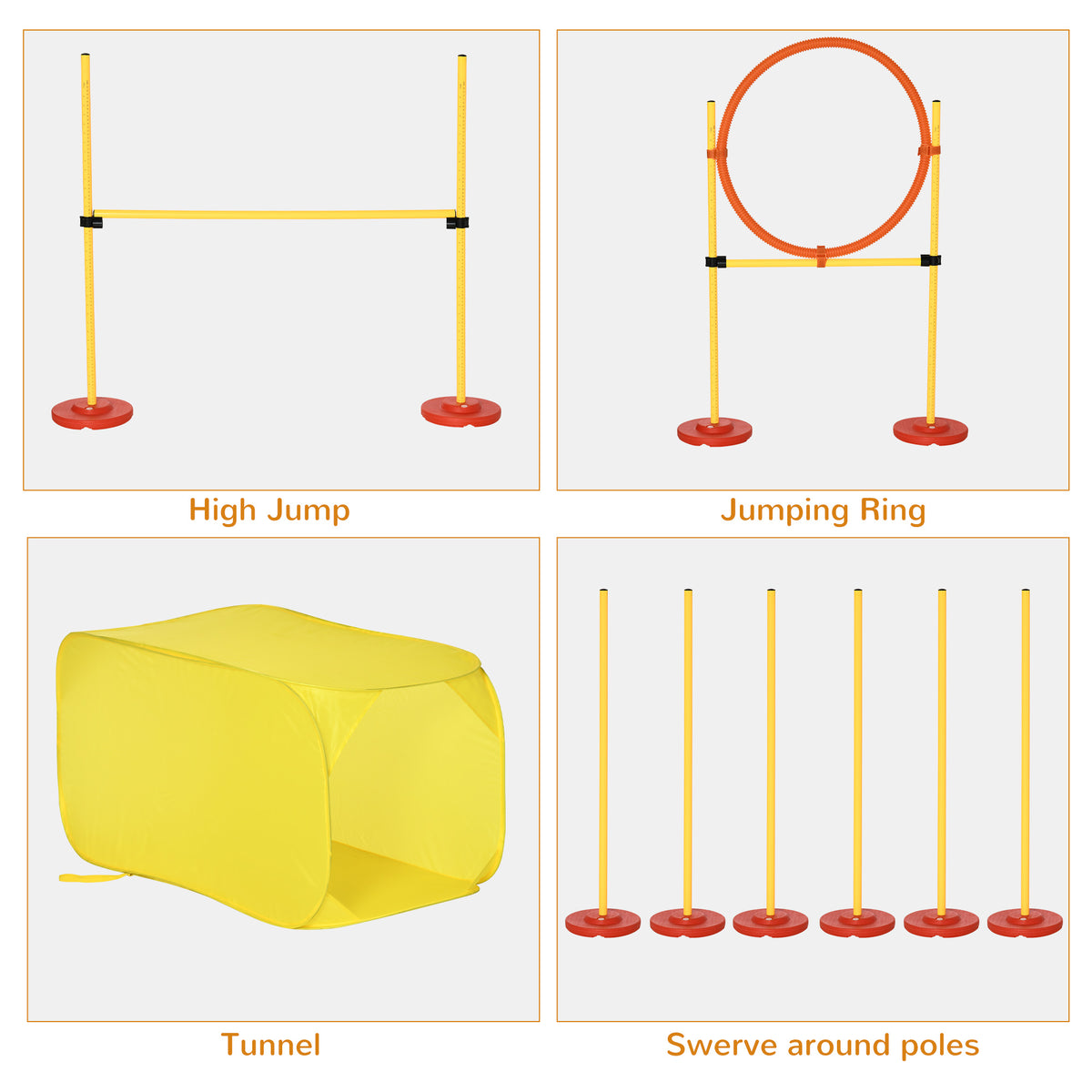 PawHut Dog Agility Set with Tunnel & Jumping Hoop – product view 4