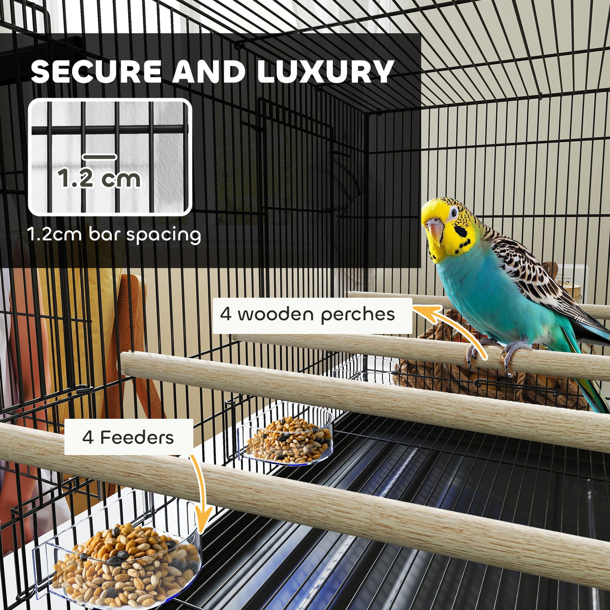 Black bird cage with divider – image 4