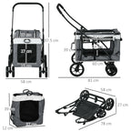 PawHut Dog Stroller with Detachable Carrier – Grey – product view 3