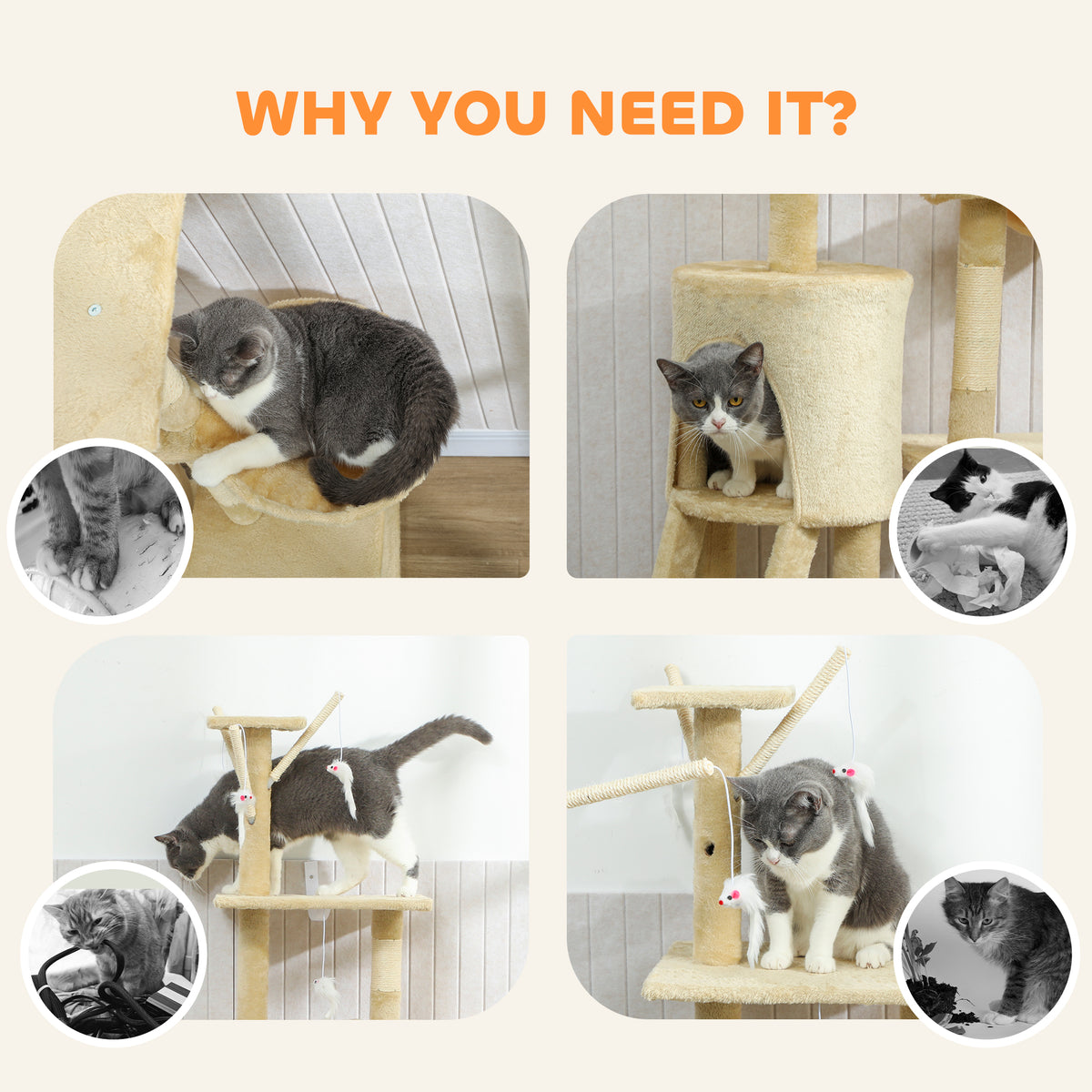 Beige multi-level cat tree – image 1