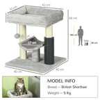 PawHut Cat Tree with Bed & Grooming Brush – 48cm – product view 3