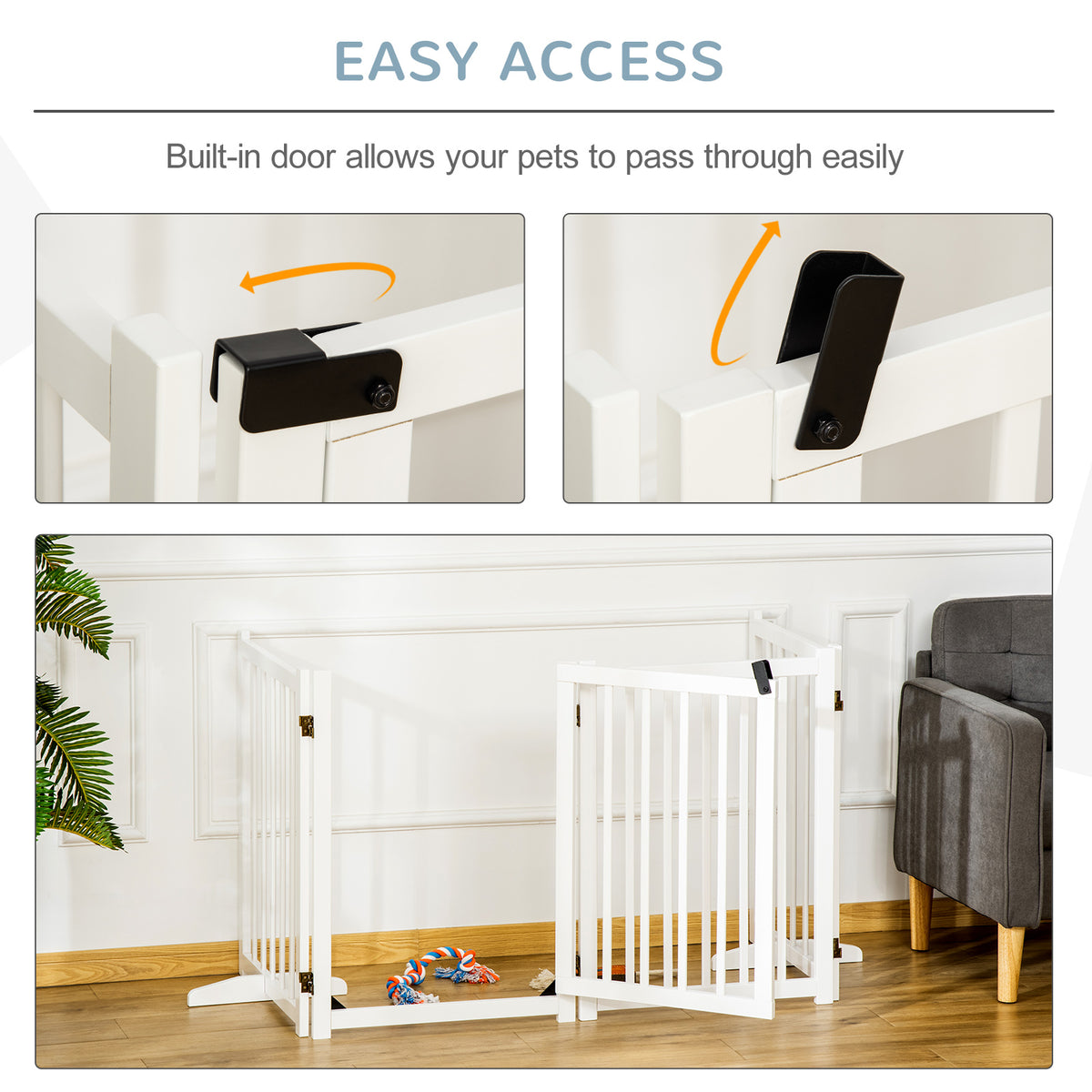 Four-panel freestanding wooden dog gate – image 2