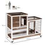 PawHut Two-Tier Rabbit Hutch on Wheels – 110cm – product view 3