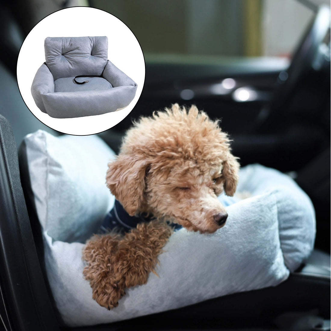 Soft Pet Car Seat Bed – Grey, 55 × 40 × 30cm – product view 2