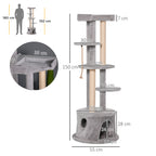 PawHut Multi-Level Cat Tree – Grey, 150cm – product view 3