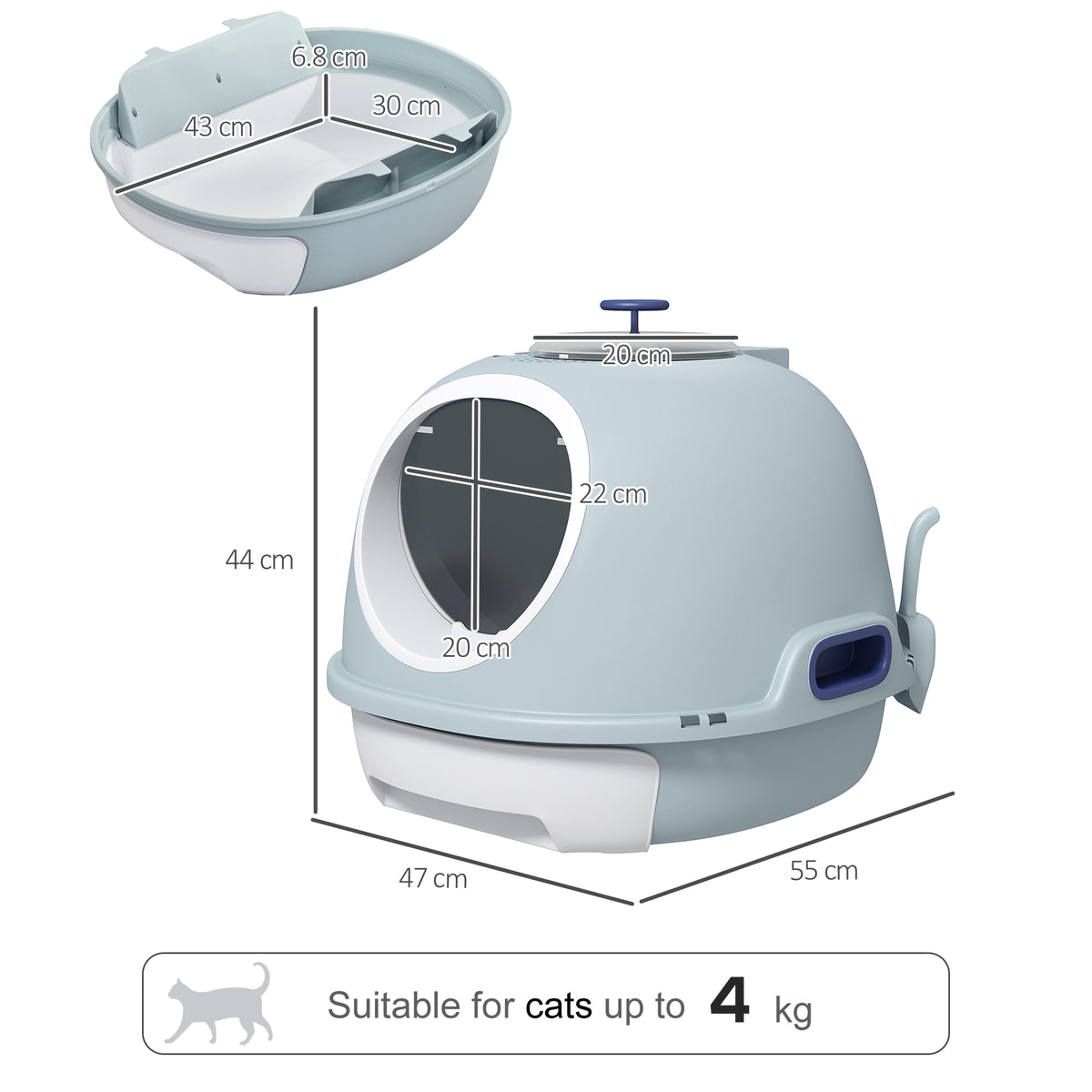 PawHut enclosed cat litter box – image 3