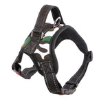 Green camouflage dog harness with a top handle