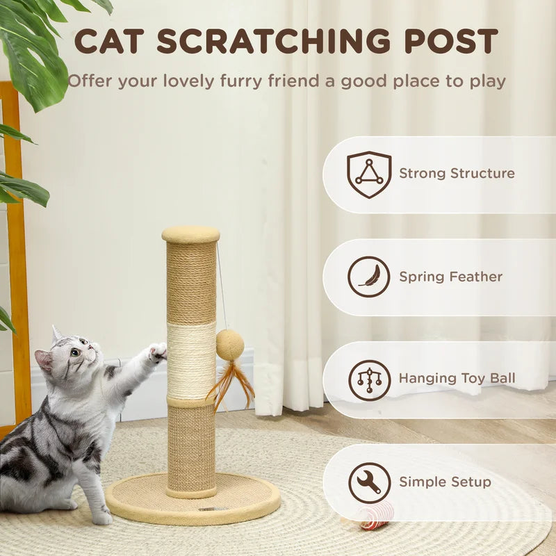 PawHut cat scratching post with feather – image 5