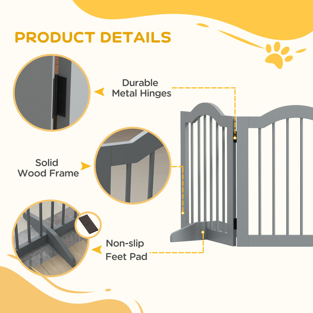 Three-panel freestanding wooden dog gate – image 3