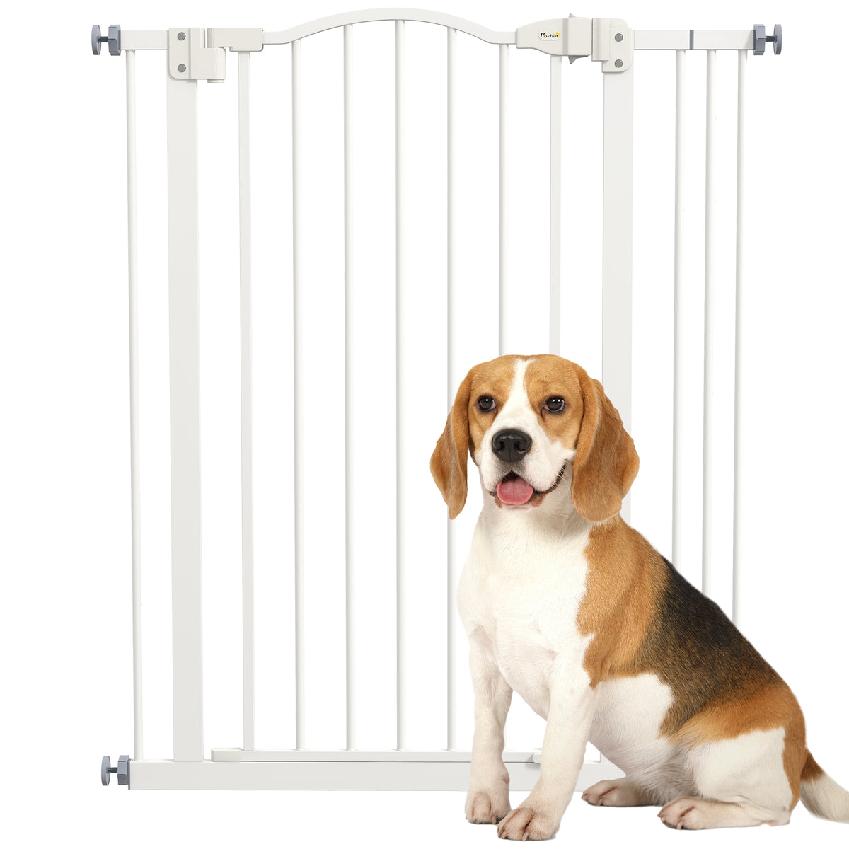 PawHut Metal Pet Gate – White, 74–87cm – product view 1