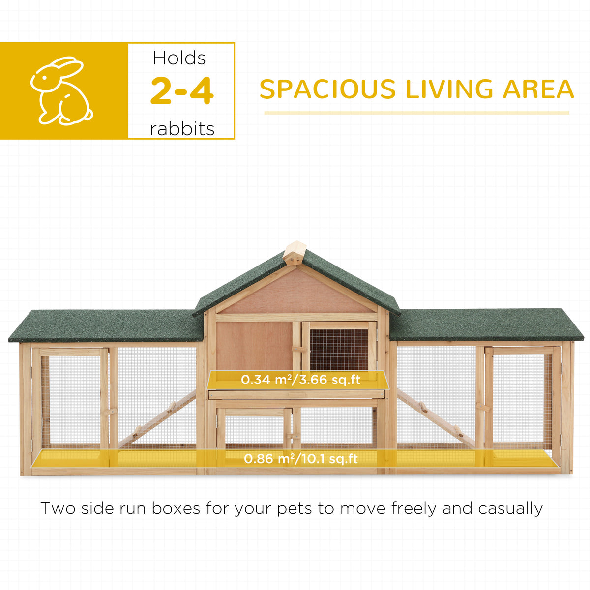 Two-storey wooden rabbit hutch with run – image 4