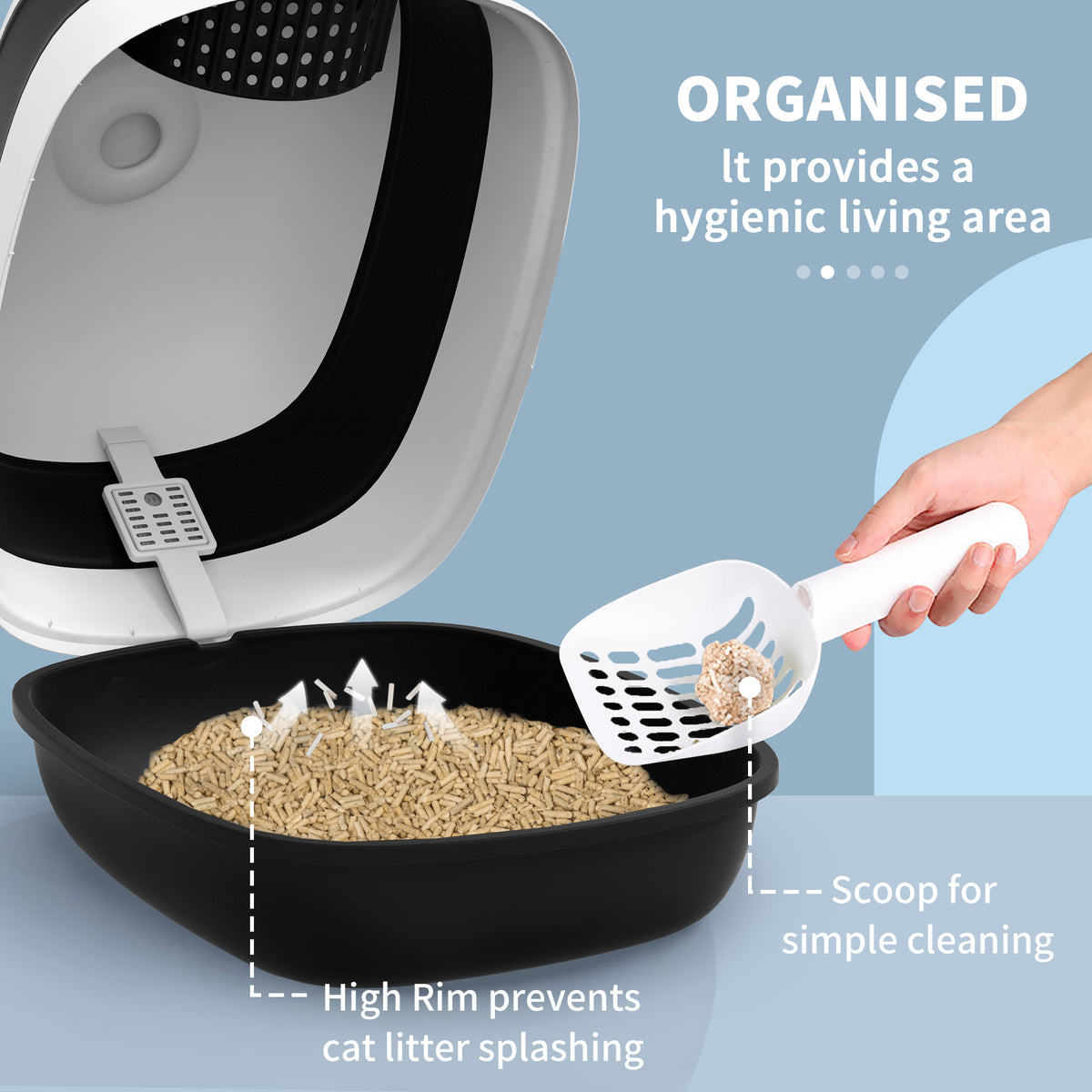 PawHut covered cat litter tray – image 5