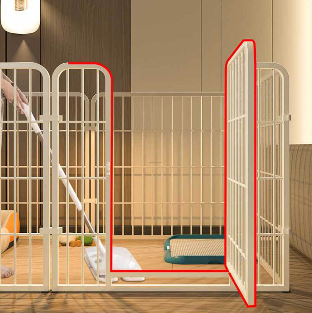 Six-Panel Dog Playpen with Gate – White – product view 4