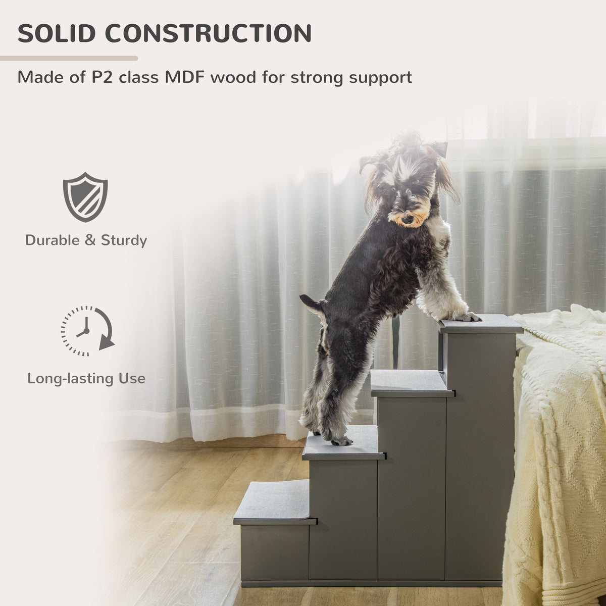 Four-step wooden pet stairs – image 3