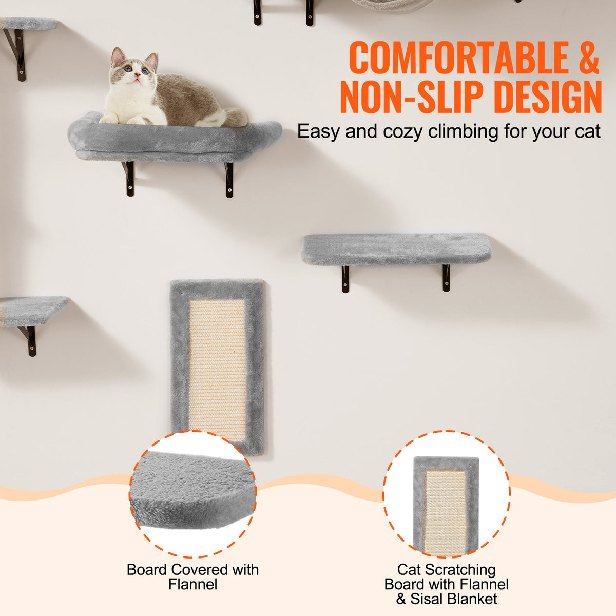 Wall-mounted cat shelves 6-piece set – image 4