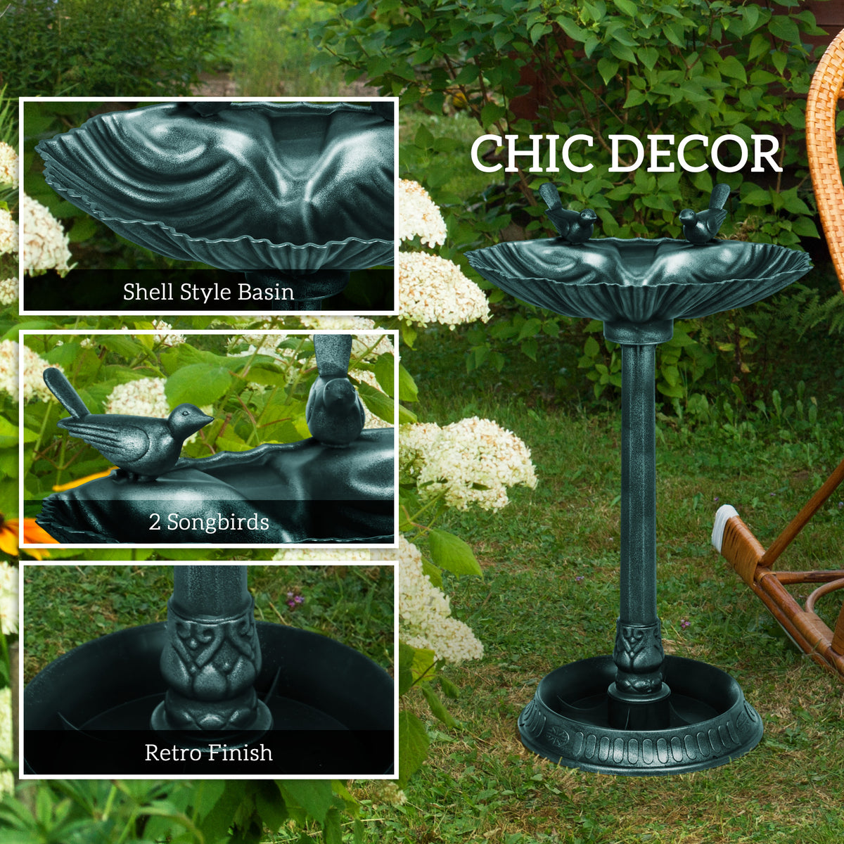Garden bird bath – green – image 4