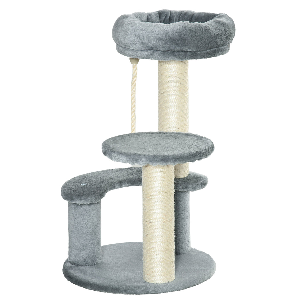 PawHut Kitten Cat Tree with Rope – Grey, 65cm – product view 1