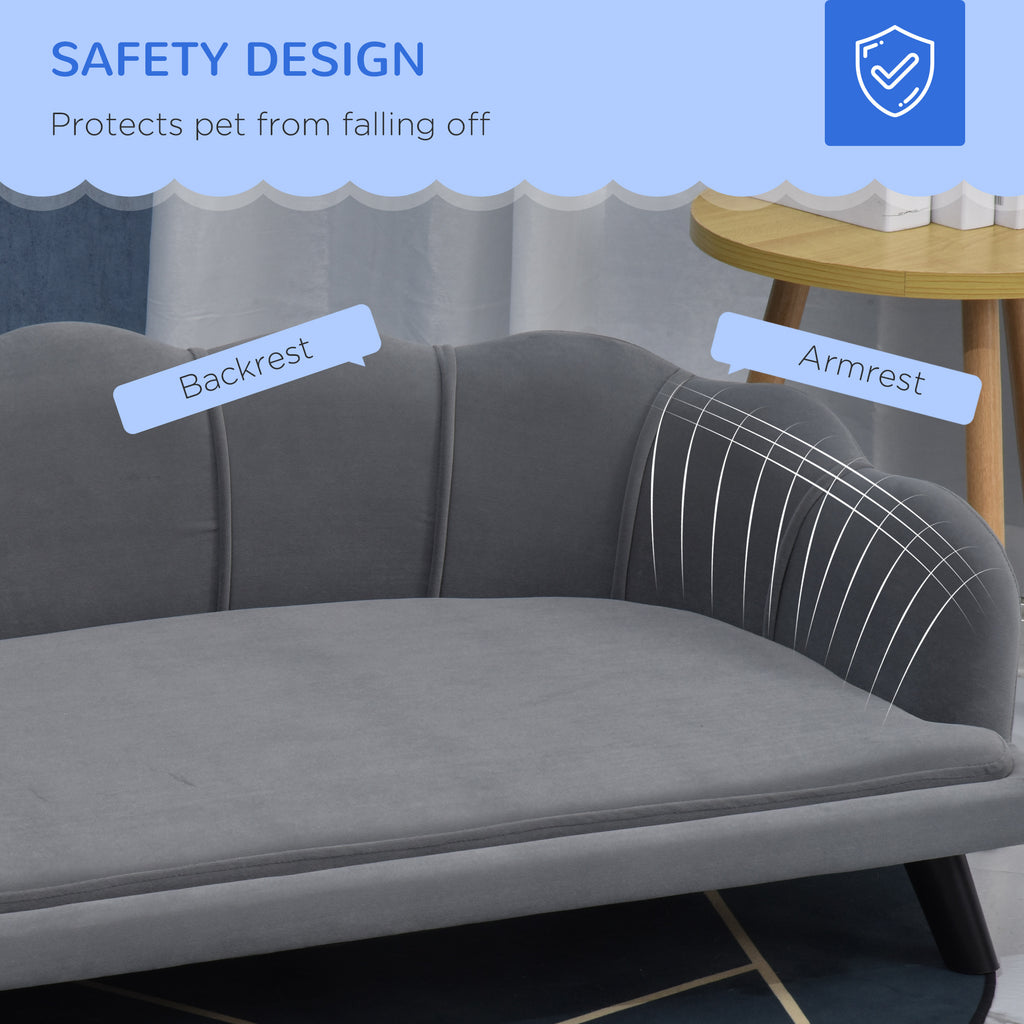 PawHut Large Pet Sofa with Cushion – Grey, 98.5cm – product view 5