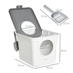 PawHut enclosed cat litter box white – image 3