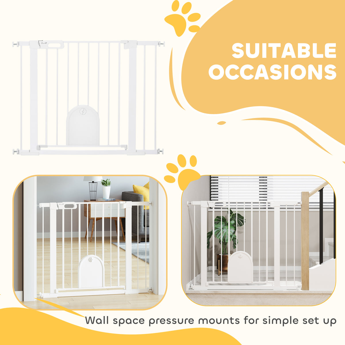 Pressure-fit dog gate with cat flap – image 2