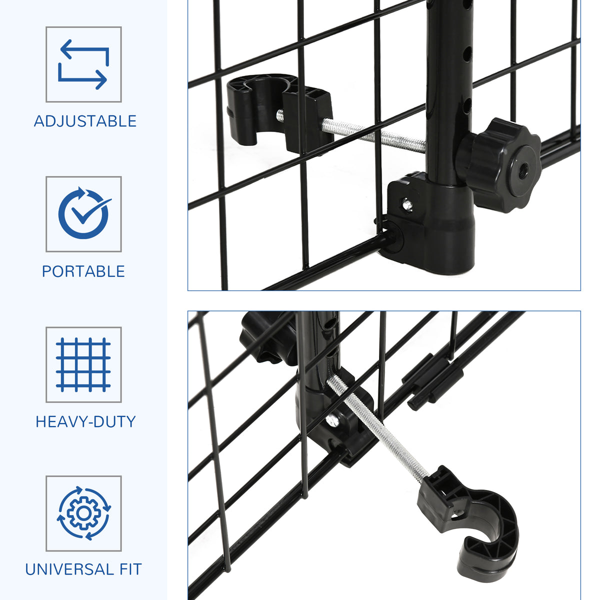 PawHut Adjustable Dog Car Barrier – Black – product view 5