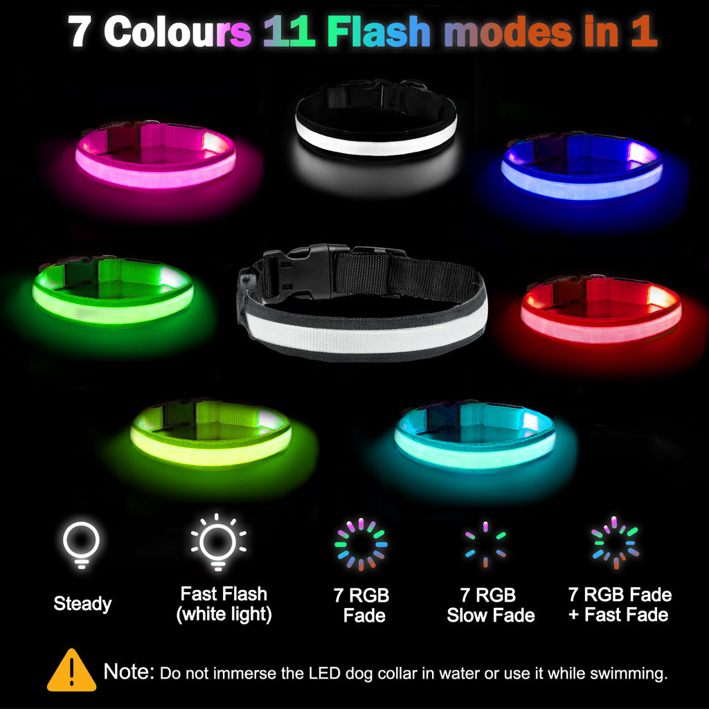 Rechargeable LED Dog Collar – Red, Medium – product view 4
