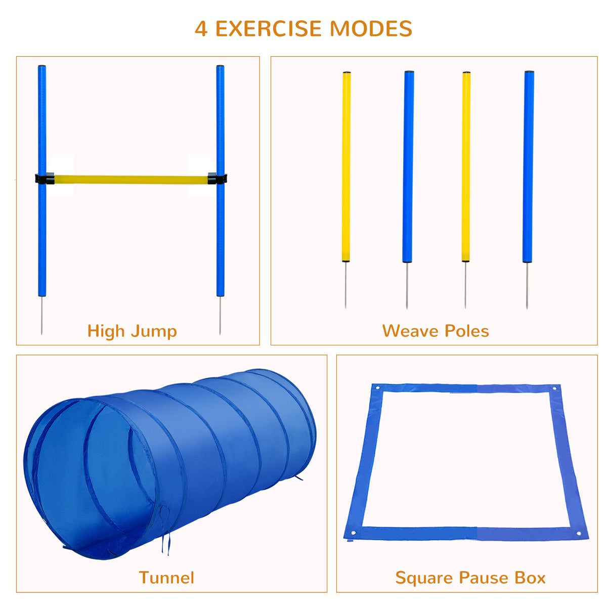 PawHut Dog Agility Set with Tunnel & Pause Box – product view 4