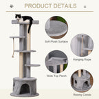 PawHut Multi-Level Cat Tree – Grey, 150cm – product view 4