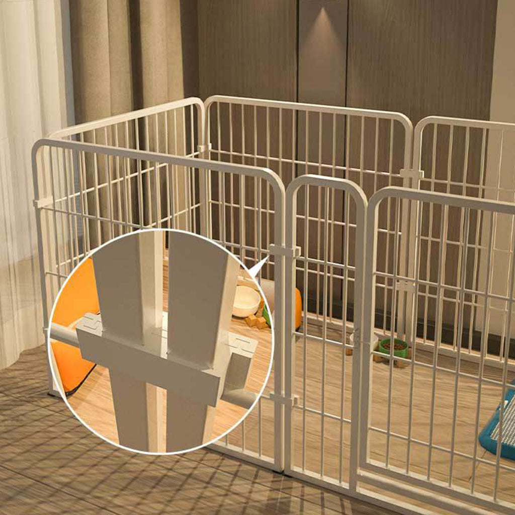 Six-Panel Dog Playpen with Gate – White – product view 3