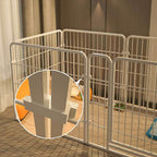 Six-Panel Dog Playpen with Gate – White – product view 3