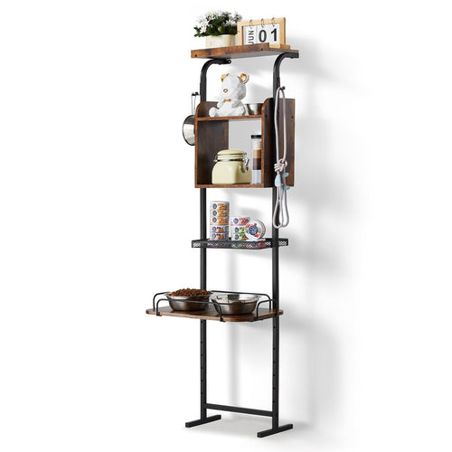 Adjustable Pet Feeding Stand with Storage Shelves – product view 1