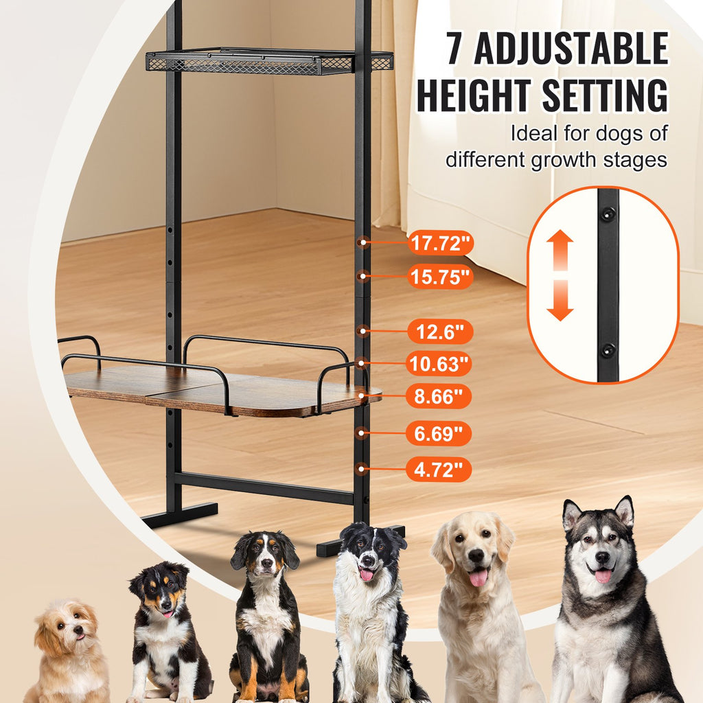 Adjustable Pet Feeding Stand with Storage Shelves – product view 3