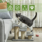 PawHut Three-Step Plush Pet Ladder – Grey – product view 4