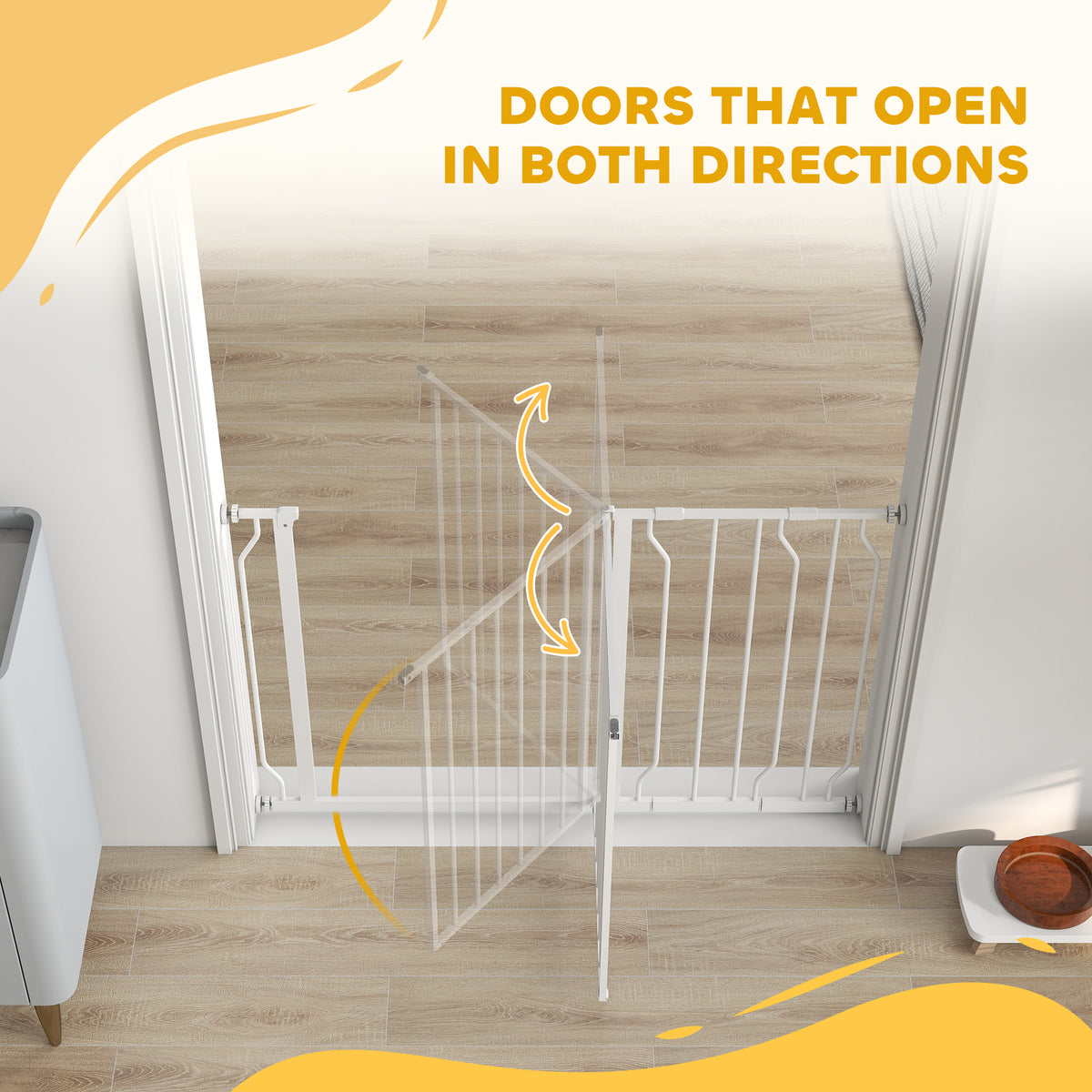 Wide pressure-fit dog gate in white – image 1