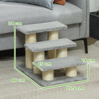 PawHut Three-Step Plush Pet Ladder – Grey – product view 3