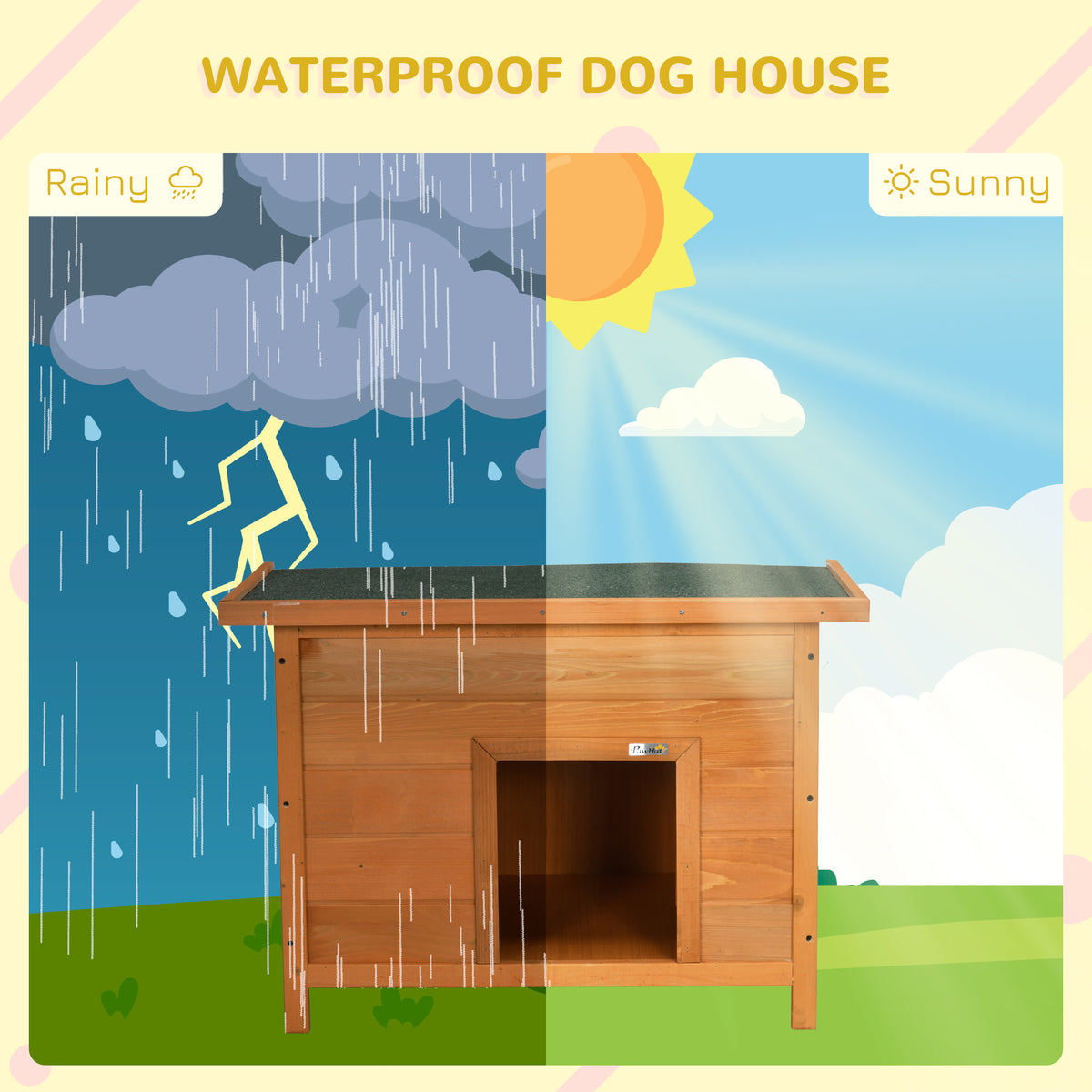 PawHut Wooden Dog Kennel with Opening Roof – 82cm – product view 4