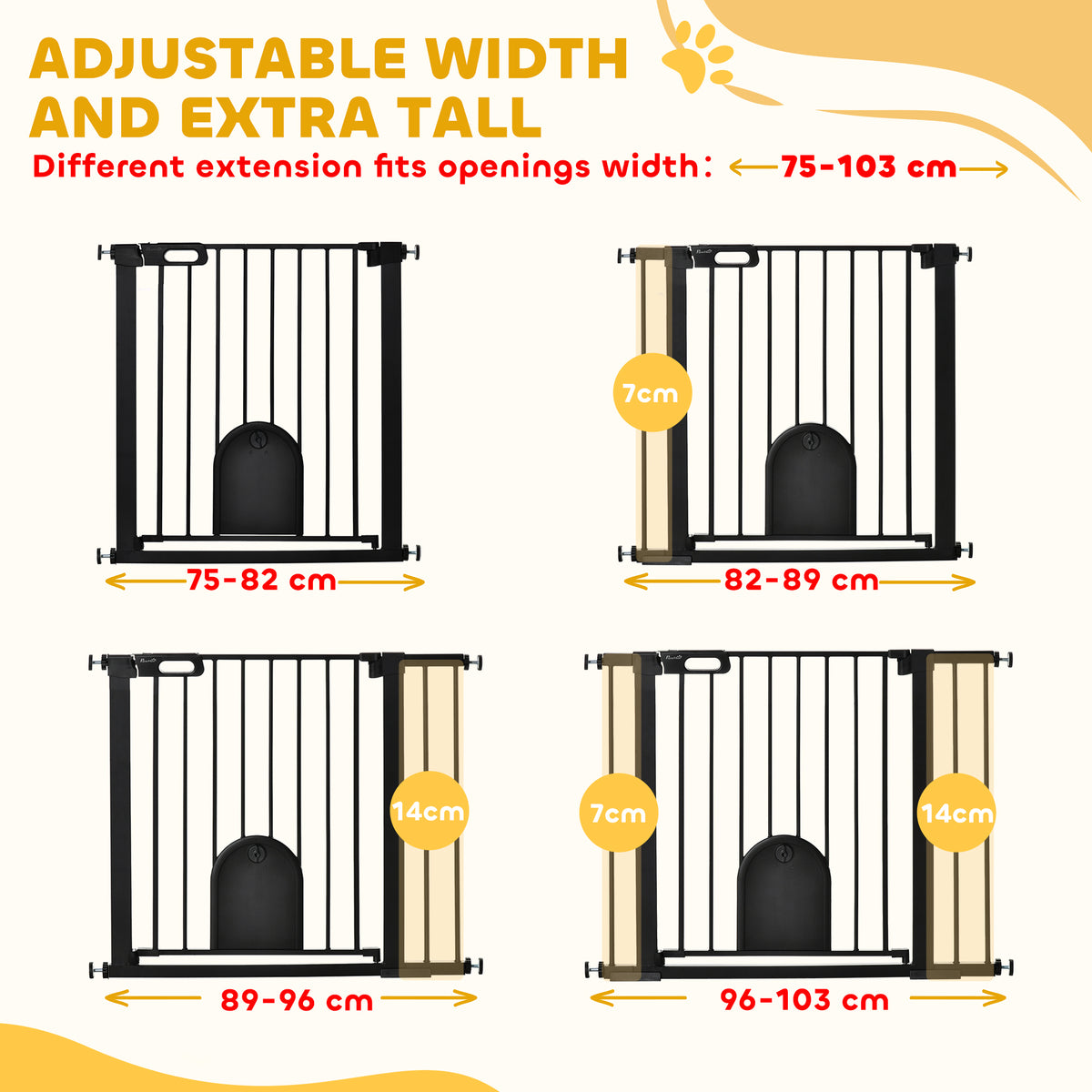 Pressure-fit dog gate with cat flap – image 2