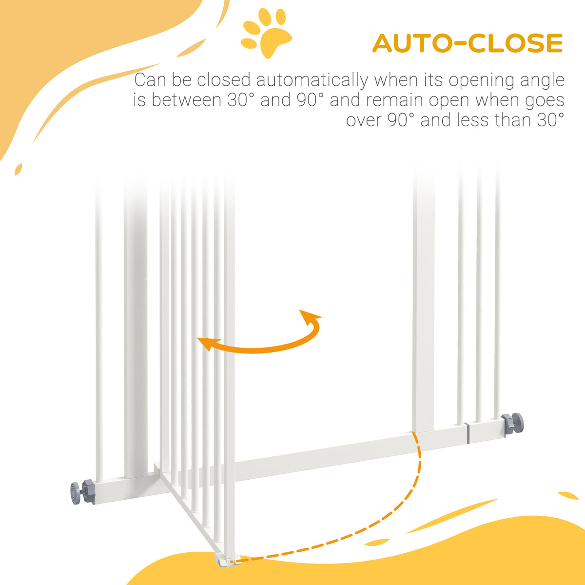 PawHut Metal Pet Gate – White, 74–87cm – product view 5