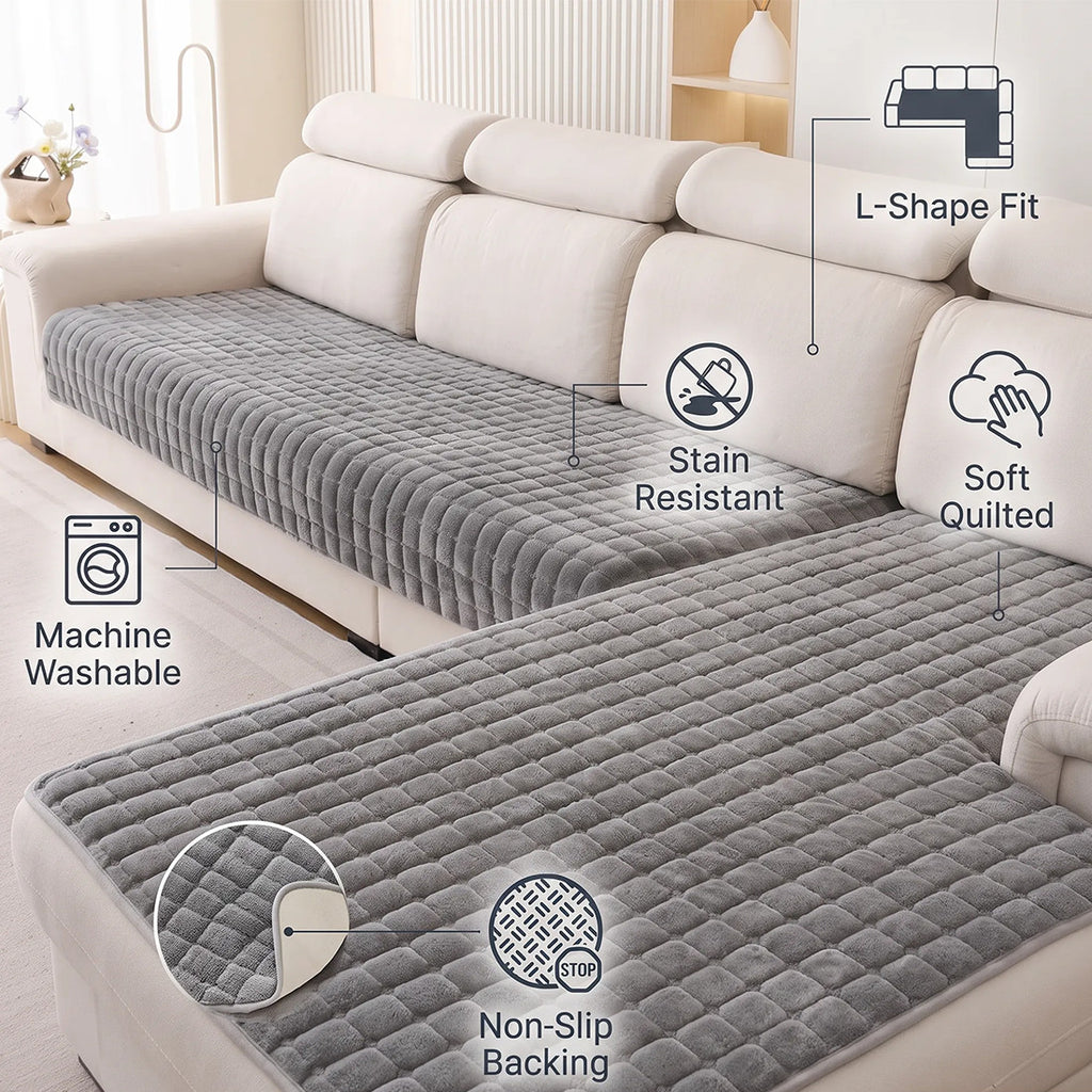 Plush Pet Sofa Protector – Grey – product view 4