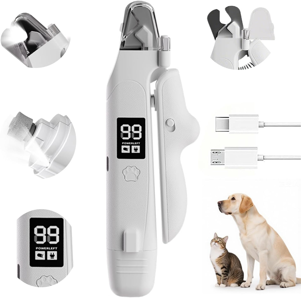 2-in-1 Pet Nail Clipper & LED Grinder – product view 1