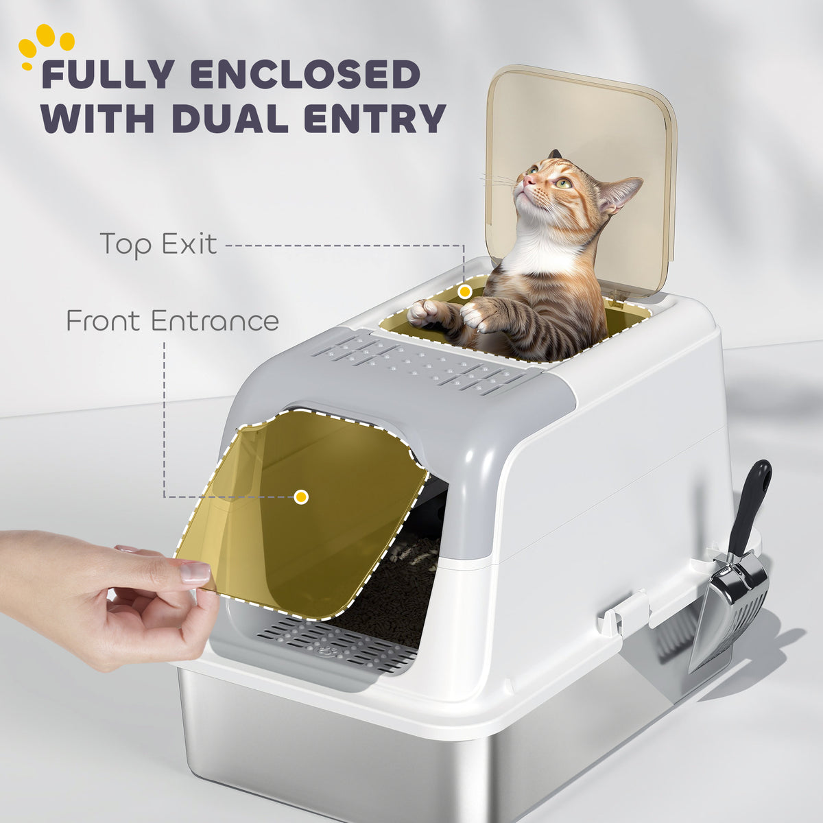 XL stainless steel cat litter box – image 4