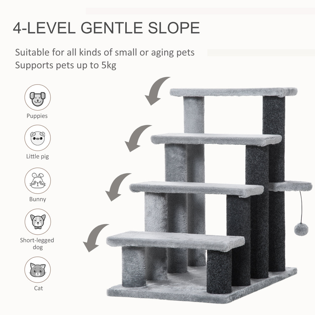 PawHut Four-Step Cat Ladder with Scratch Posts – product view 4